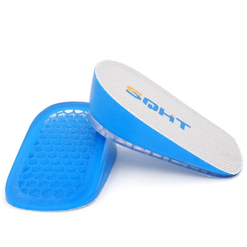 SQHT Height Increase Insole - Gel Heel Lift Inserts  Elevator Shoe Lifts Insoles for Men and Women (Large (1.4 "" Height)) Blue&Beige - Image 1